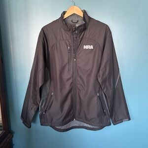 NRA Men's Full Zip Black Grey Jacket National Rifle Association Sz L Large NWOT